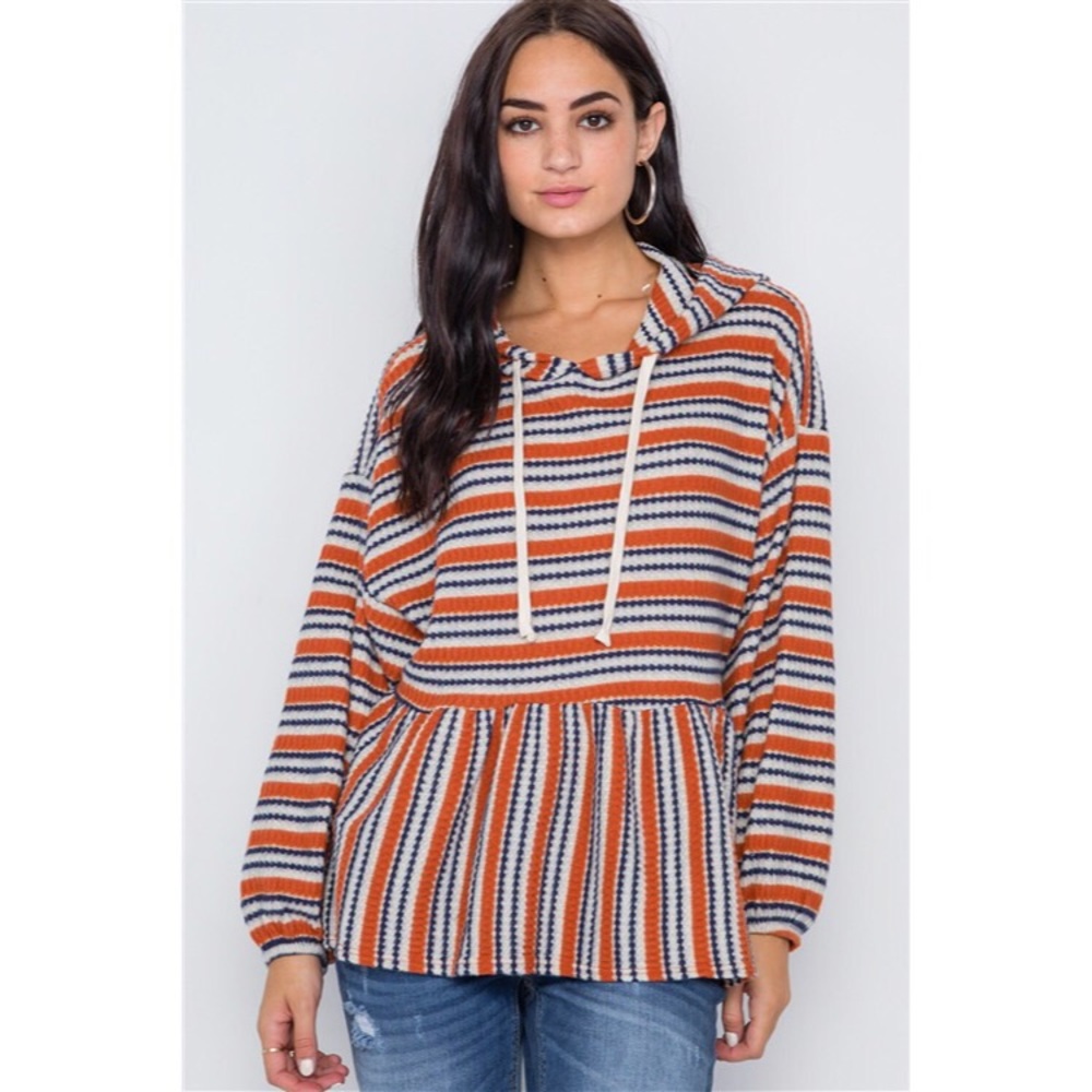 PANCHO SWEATER\ STRIPPED PULLOVER HOODIE